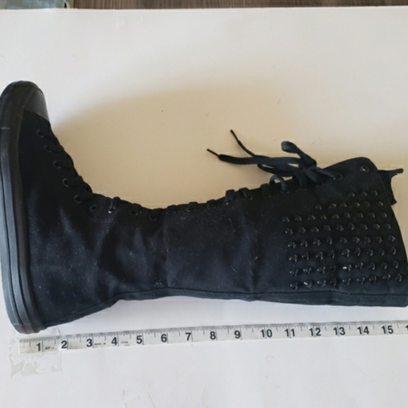 YUANBU ANUFER Sz 11 (43) Punk Style Knee High LaceUp Canvas Sneaker Boots Gothic - Picture 10 of 16
